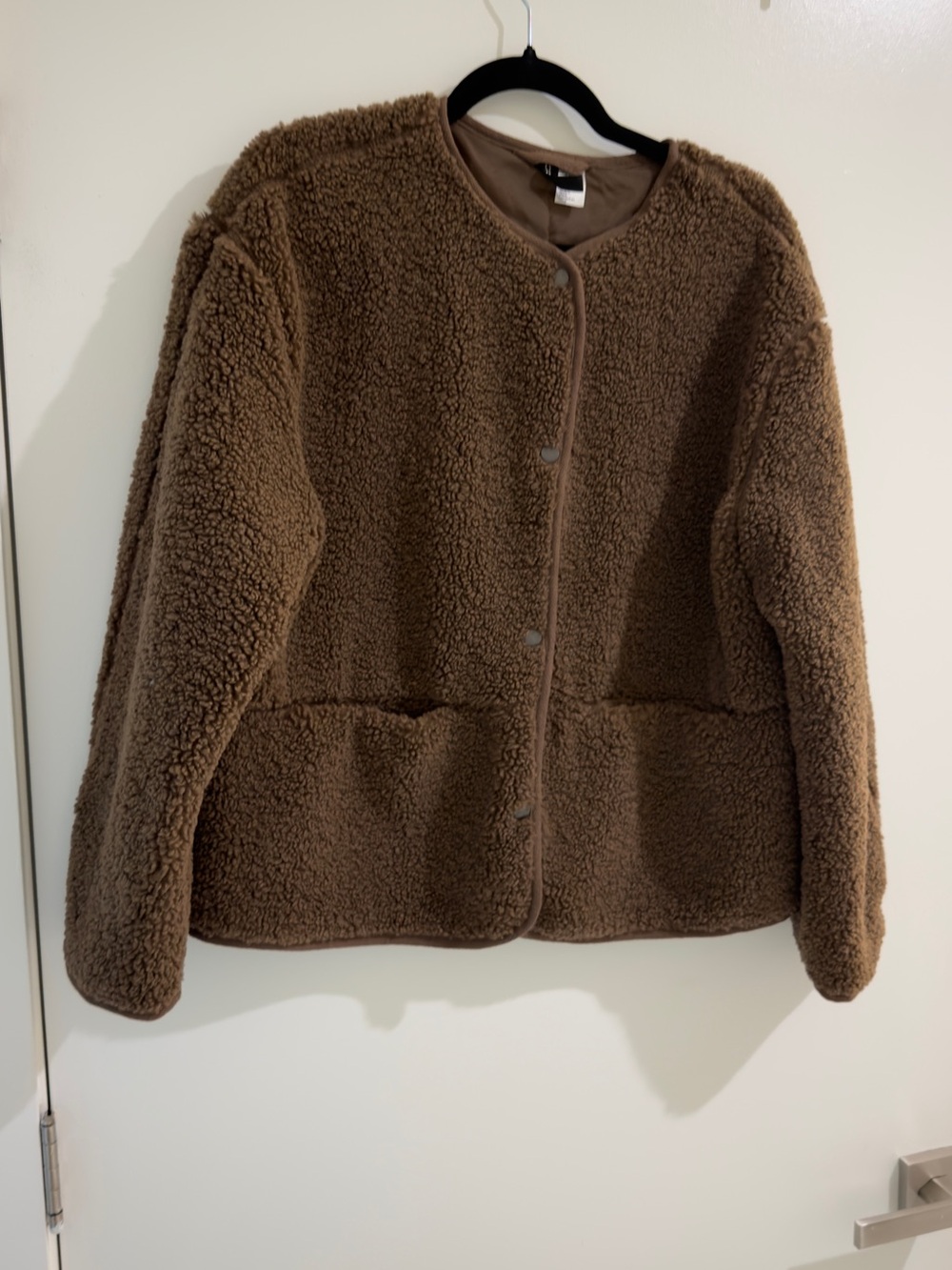 H&M Brown Teddy Sherpa Snap-Front Jacket